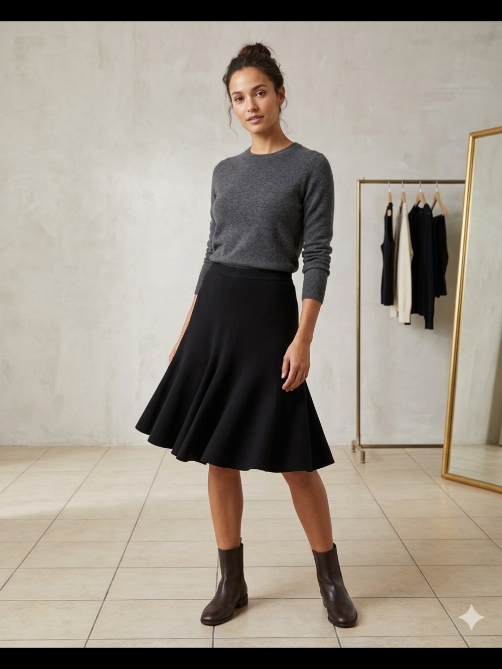 Reitmans Black Flared Midi Skirt